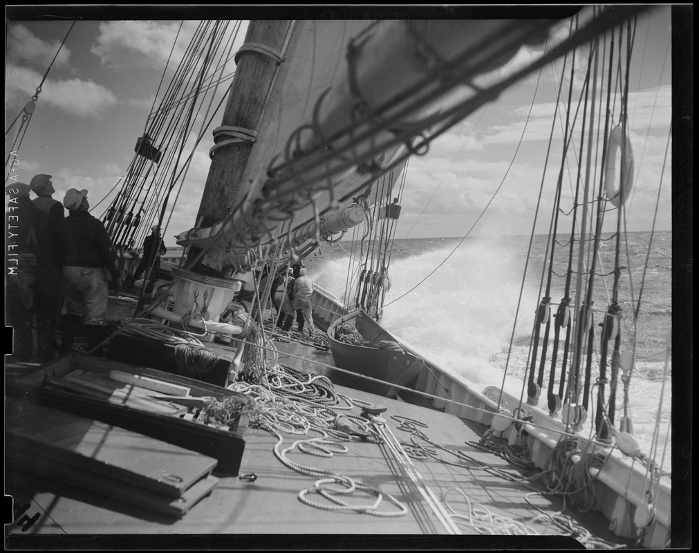 On the deck of the "Bluenose" during fishermen's race