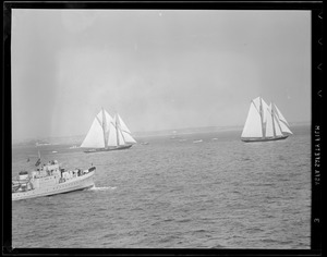Fishing schooner races off Gloucester