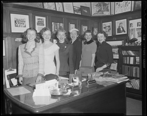 Ice Follies of 1954 visit the Garden Club, L-R: Irene Maguire, Betty Schallow, Patty Hall, Florence Rae, Barbara Trostorff and Sonja Seity