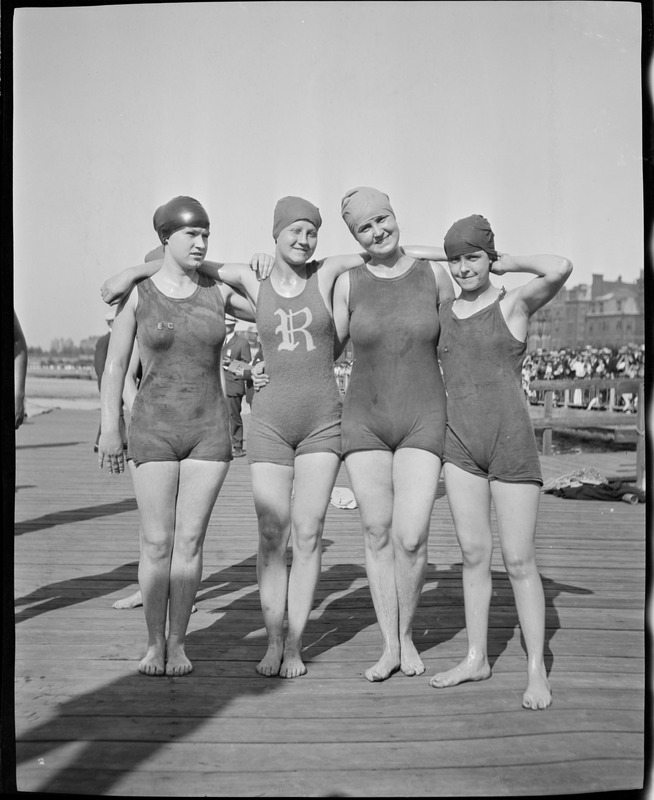 Girl's swim competition, Charles River - Digital Commonwealth