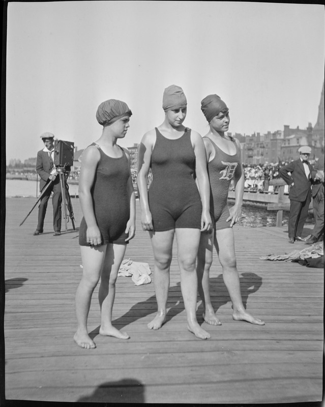 Swimmers in competition, Charles River - Digital Commonwealth