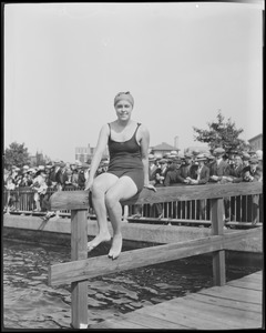 Swimmer in competition, Charles River