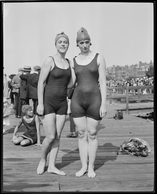 Swimmers in competition, Charles River - Digital Commonwealth