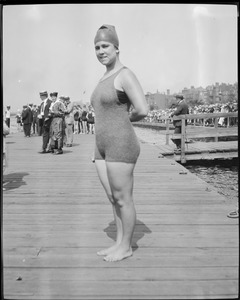 Contestant at swim competition, Charles River