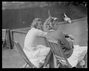 Two girl tennis players ready for match