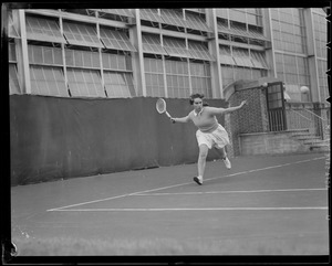 Woman player in action, possibly Longwood