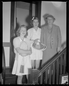 Hazel Wightman with two women players, at Longwood