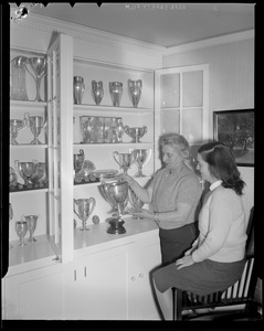 Hazel Wightman shows off her trophies at her home at 17 Dorothy Rd., Newton