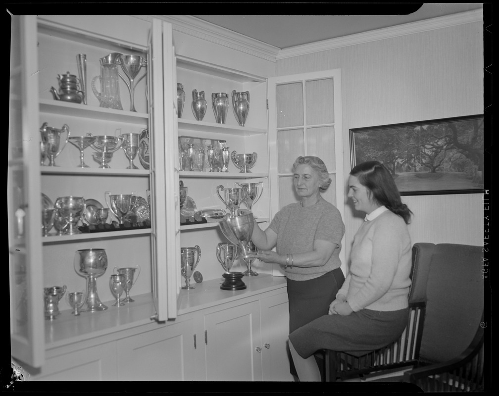 Hazel Wightman shows off her trophies at her home at 17 Dorothy Rd., Newton