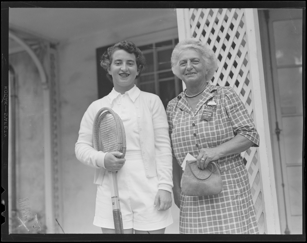 Hazel Wightman with woman player at Longwood for doubles championship