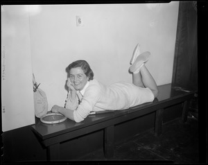 Woman player poses for camera