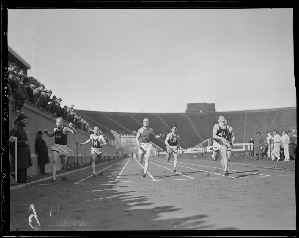 At the finish line, Harvard Stadium