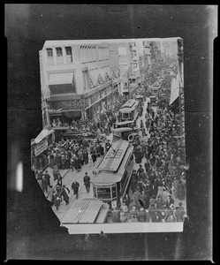 Trolley cards on crowded Washington St.
