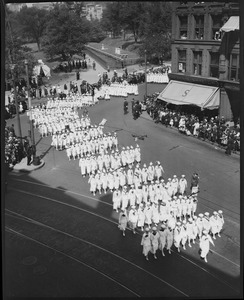 Roxbury High School troop in Red Cross parade, Park Square