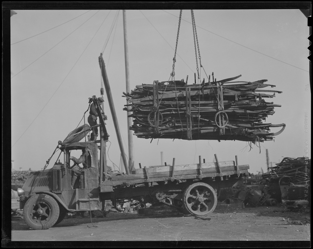 WWII: Junk collected to be sold for war material in back of City Hospital