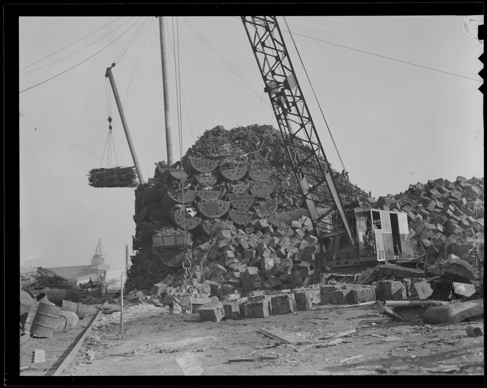 WWII: Junk collected to be sold for war material in back of City Hospital