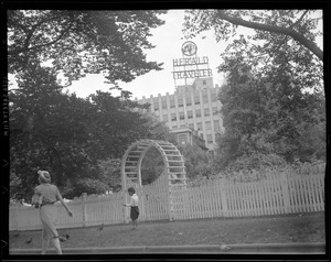 Victory Garden on Boston Common, Herald Building in background