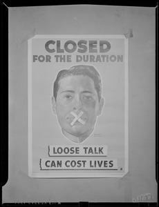 WWII poster "closed for the donation, loose talk can cost lives"