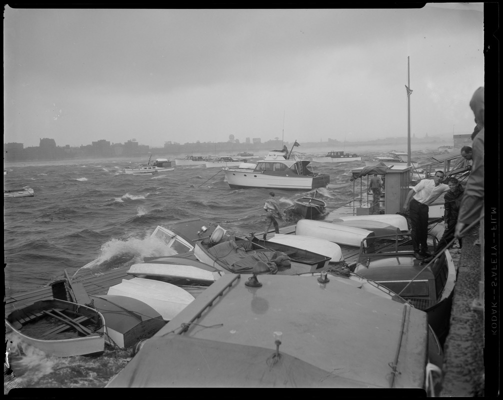 Hurricane Carol rocks boats on Charles River
