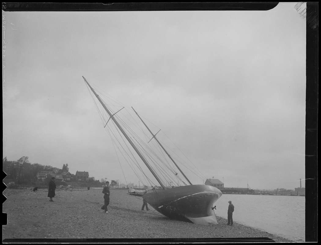 Sailboat blown ashore in storm