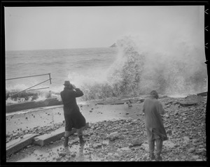 Man takes picture of surf at Beachmont, Revere