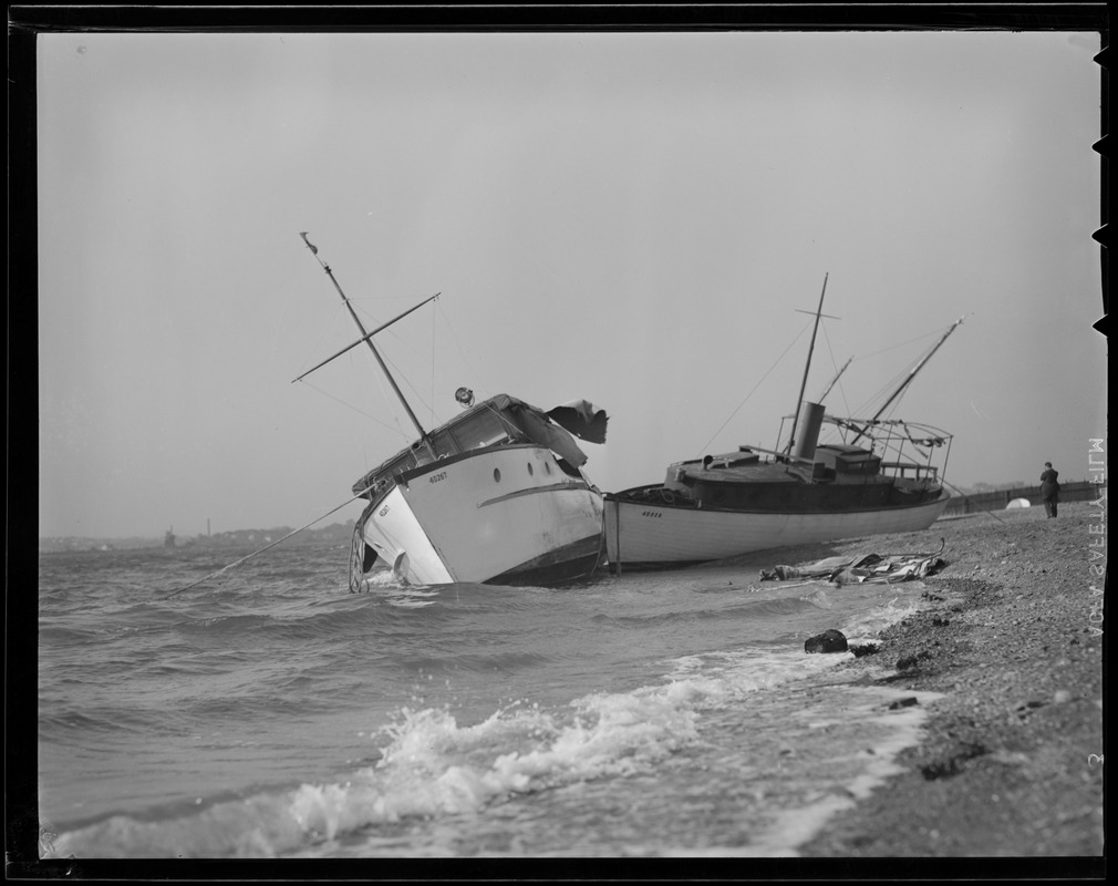 Motor yachts blown ashore, Hurricane of 38