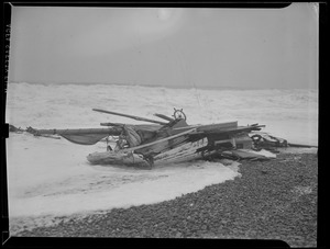 Boat smashed against beach, Hurricane of 38