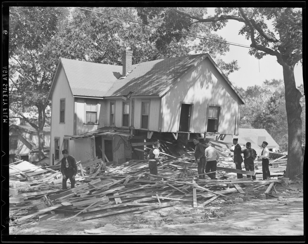 Working on demolished house, Hurricane of 38 - Digital Commonwealth