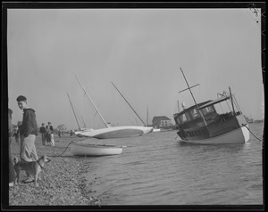 Yachts pushed ashore, Savin Hill Yacht Club, Dorchester, Hurricane of 38