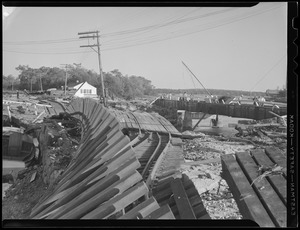 Railroad bridge over stream destroyed, Hurricane of 38