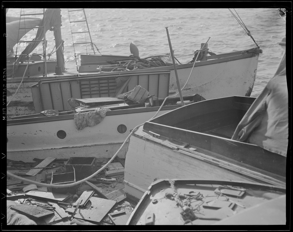 Boats driven up on shore, Hurricane of 38