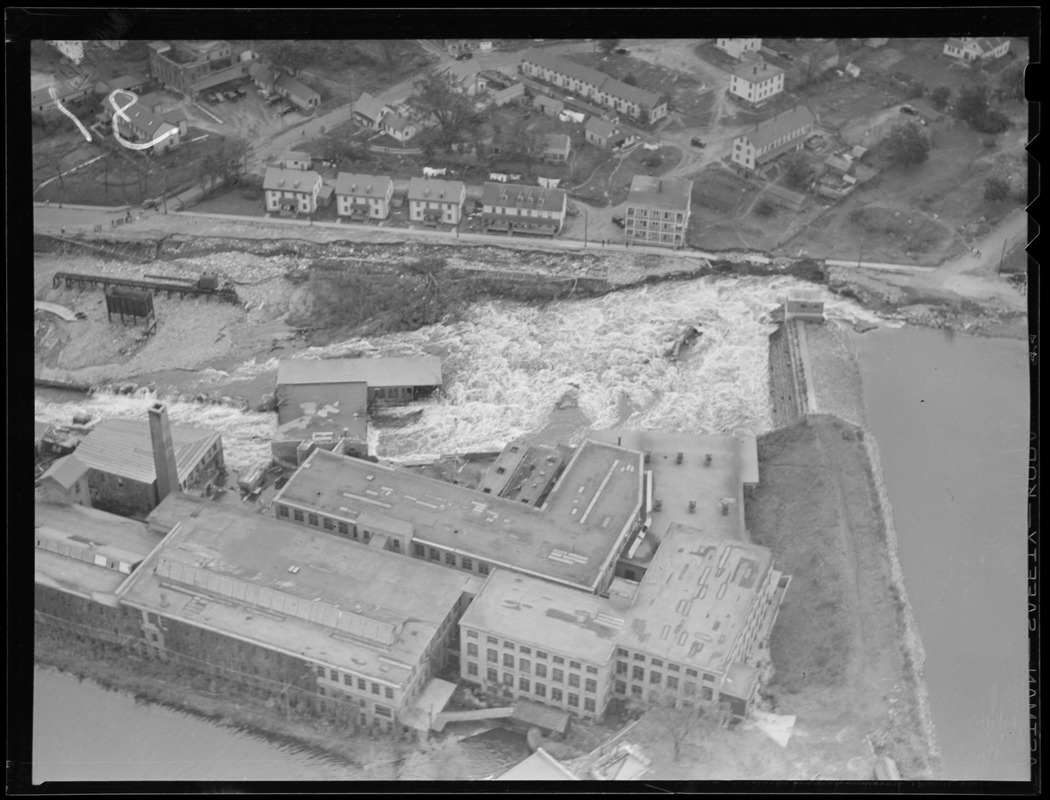 Aerial photo, flood in factory complex, Hurricane of 38