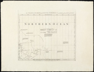 A chart of North and South America, including the Atlantic and Pacific Oceans, with the nearest coasts of Europe, Africa and Asia