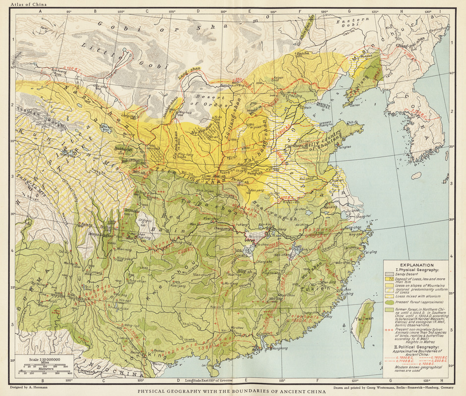 Physical geography with the boundaries of ancient China