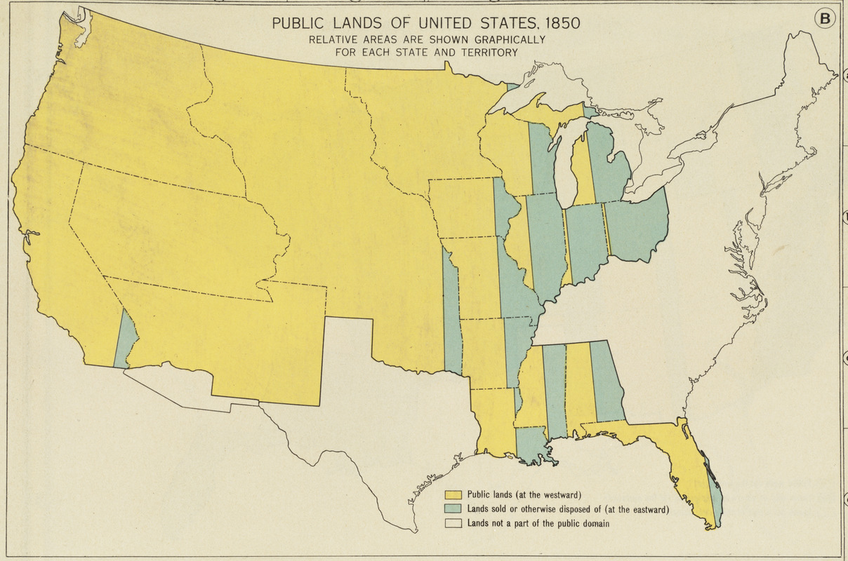 Public lands of the United States, 1850