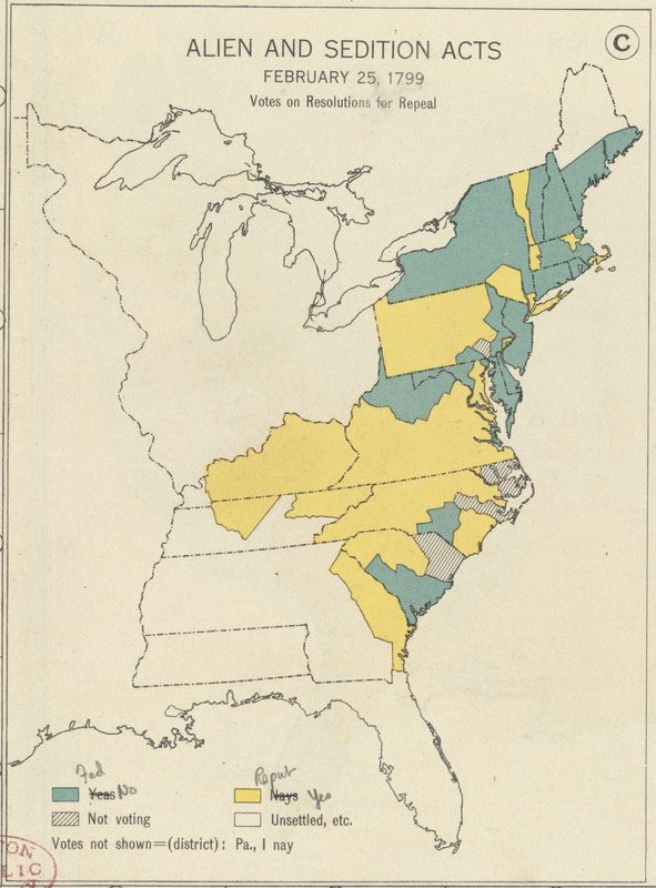 Alien and Sedition Acts, February 25, 1799, Votes on resolutions for repeal