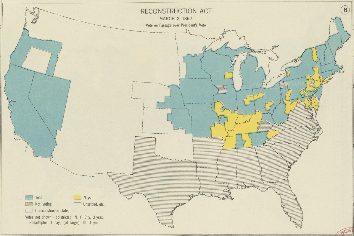 Reconstruction Act, March 2, 1867, Vote on passage over President's veto