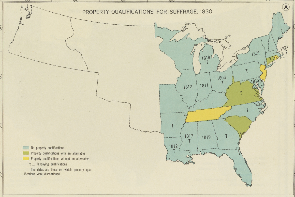 Property qualifications for suffrage, 1830