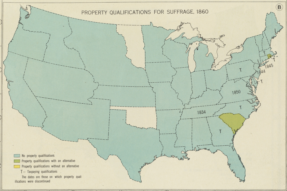 Property qualifications for suffrage, 1860