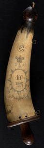 Powder horn with map of Boston and Charlestown, 1777