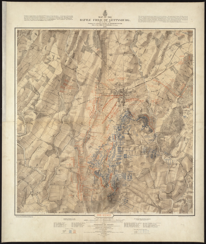 Map of the battlefield of Gettysburg, July 1st, 2nd, 3rd, 1863