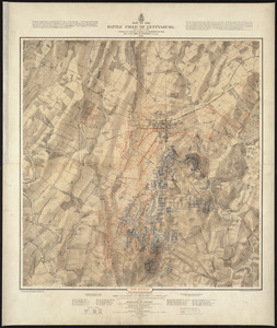 Map of the battle field of Gettysburg c1863 24x30 