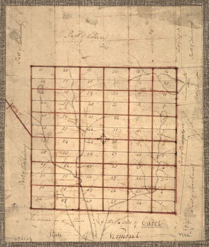 The Above is a plan of the town of Cabot, State of Vermont