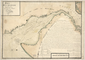 Baye de la Delaware avec les ports, sondes, dangers, bancs, &c. depuis les caps jusqu'a Philadelphie