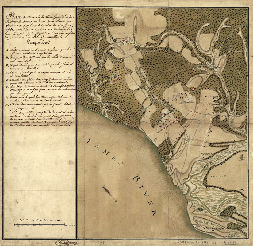 Plan du terrein à la rive gauche de la rivière de James vis-à-vis Jamestown en Virginie