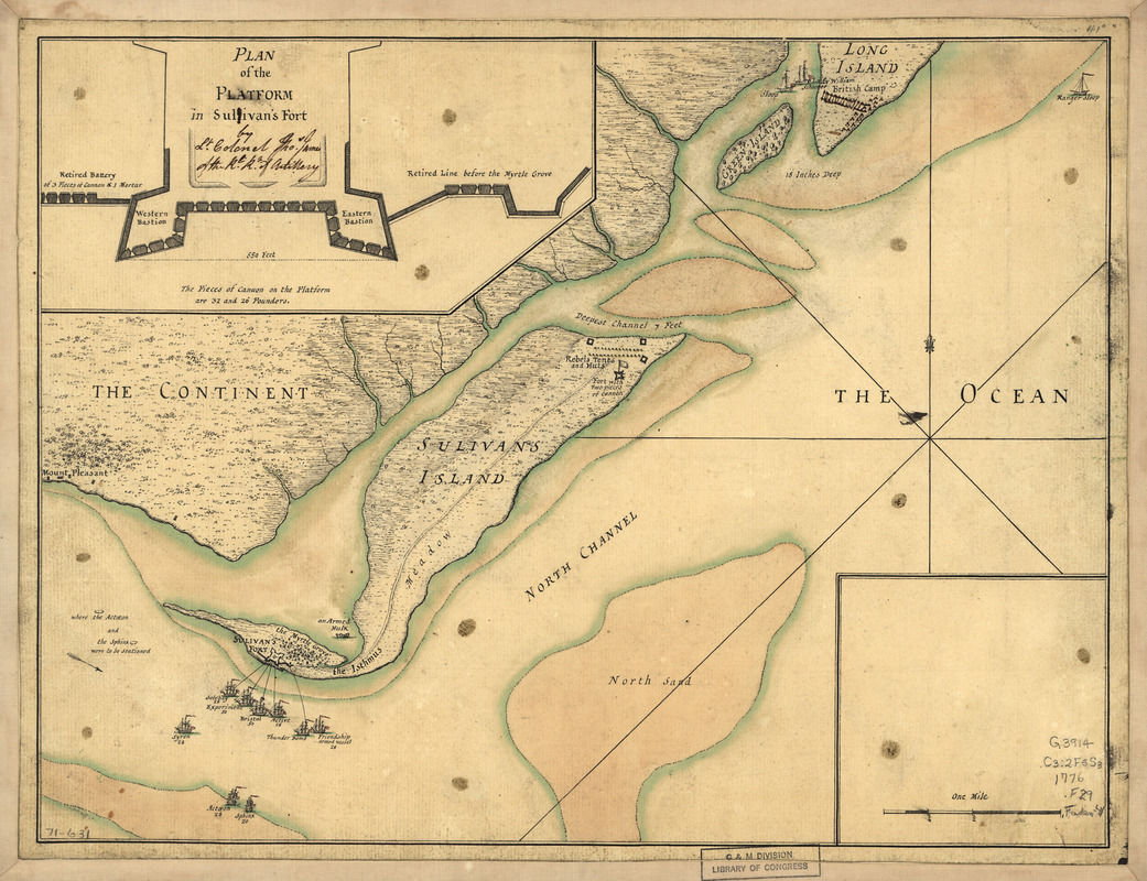 A plan of the attack of Fort Sulivan