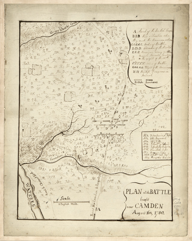 Plan of the battle fought near Camden, August 16th, 1780