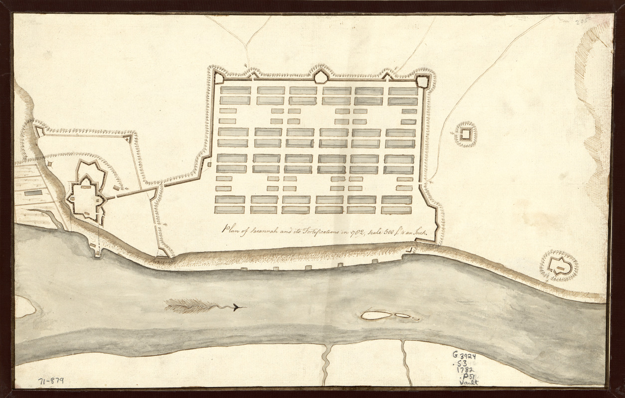 Plan of Savannah and its fortifications in 1782