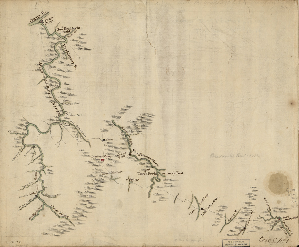 Braddock's route, 1755, Fort Cumberland to Fort Pitt