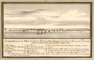 L'escadre françoise entrant dans Newport sous le feu des batteries et forcant le passage le 8 Aoust 1778